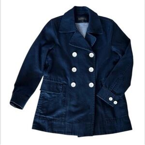 J Crew Navy Double-Breasted Peacoat with White Buttons Size 8